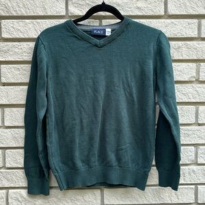 Children’s Place Green V Neck Knit Sweater Sz L (10-12)